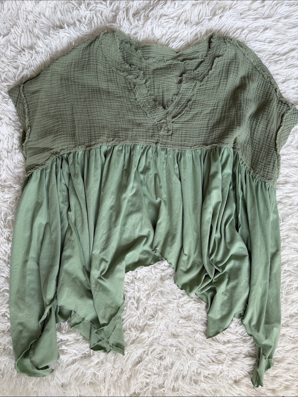 Boho Hippie Asymmetrical Hem Hippie Top Size XS